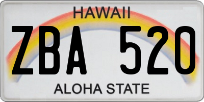 HI license plate ZBA520