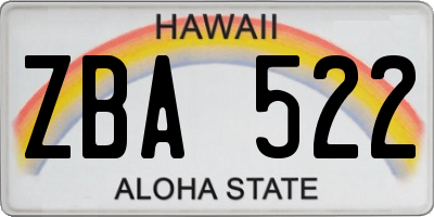 HI license plate ZBA522