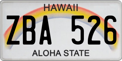 HI license plate ZBA526