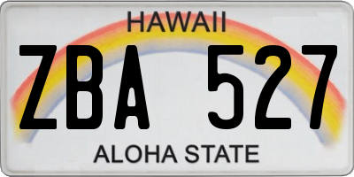 HI license plate ZBA527