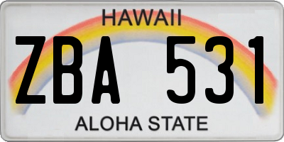 HI license plate ZBA531