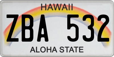 HI license plate ZBA532