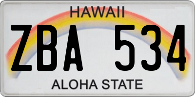 HI license plate ZBA534