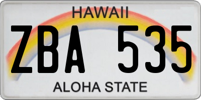 HI license plate ZBA535