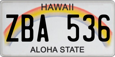 HI license plate ZBA536