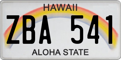 HI license plate ZBA541
