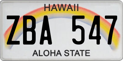 HI license plate ZBA547