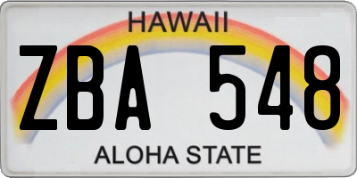 HI license plate ZBA548