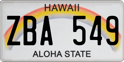HI license plate ZBA549