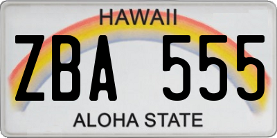HI license plate ZBA555