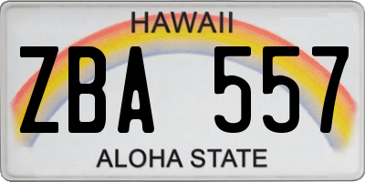 HI license plate ZBA557