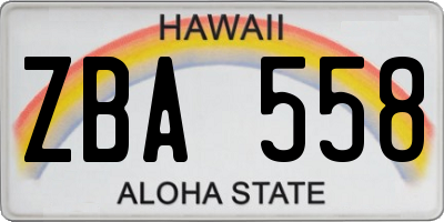 HI license plate ZBA558