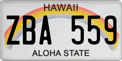 HI license plate ZBA559