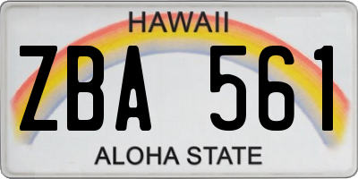 HI license plate ZBA561