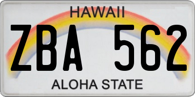 HI license plate ZBA562