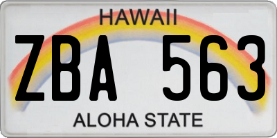 HI license plate ZBA563