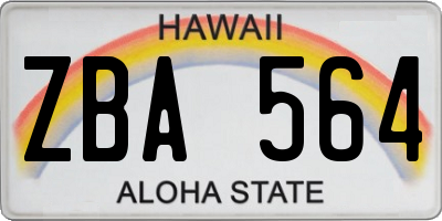 HI license plate ZBA564