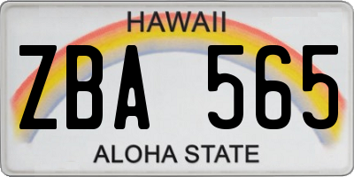 HI license plate ZBA565