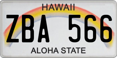 HI license plate ZBA566