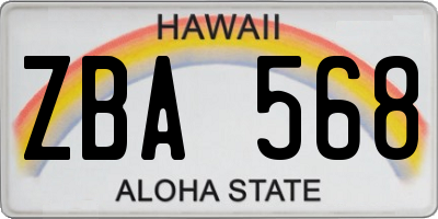 HI license plate ZBA568