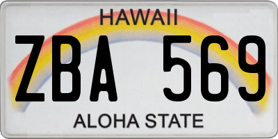 HI license plate ZBA569