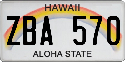 HI license plate ZBA570