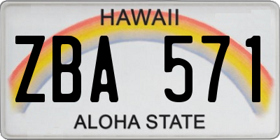 HI license plate ZBA571