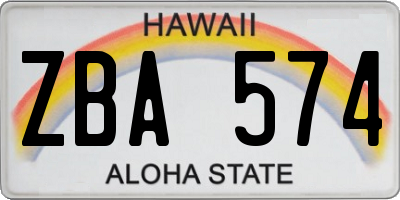 HI license plate ZBA574