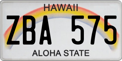 HI license plate ZBA575