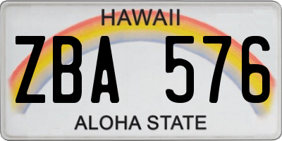 HI license plate ZBA576