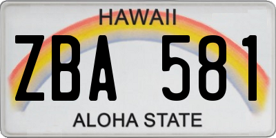 HI license plate ZBA581