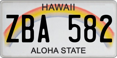 HI license plate ZBA582