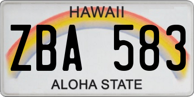 HI license plate ZBA583