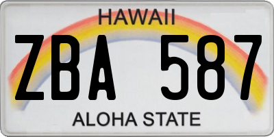 HI license plate ZBA587