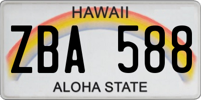 HI license plate ZBA588