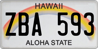 HI license plate ZBA593