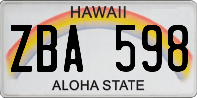 HI license plate ZBA598