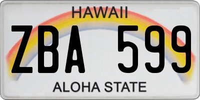 HI license plate ZBA599