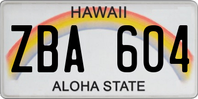 HI license plate ZBA604
