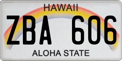 HI license plate ZBA606