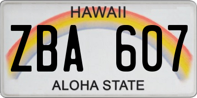 HI license plate ZBA607
