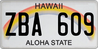 HI license plate ZBA609