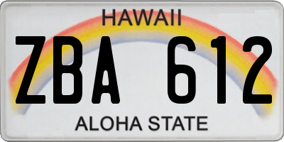 HI license plate ZBA612