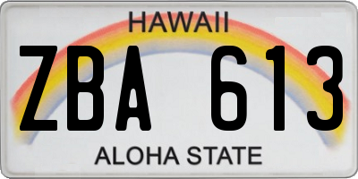 HI license plate ZBA613