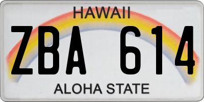 HI license plate ZBA614