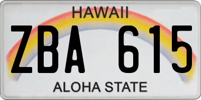 HI license plate ZBA615