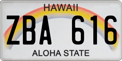 HI license plate ZBA616