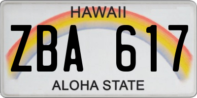 HI license plate ZBA617