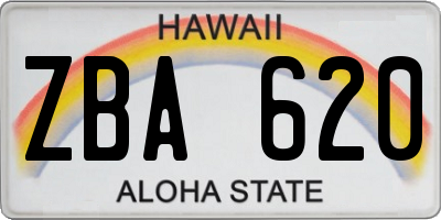 HI license plate ZBA620