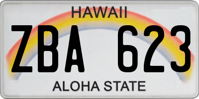 HI license plate ZBA623